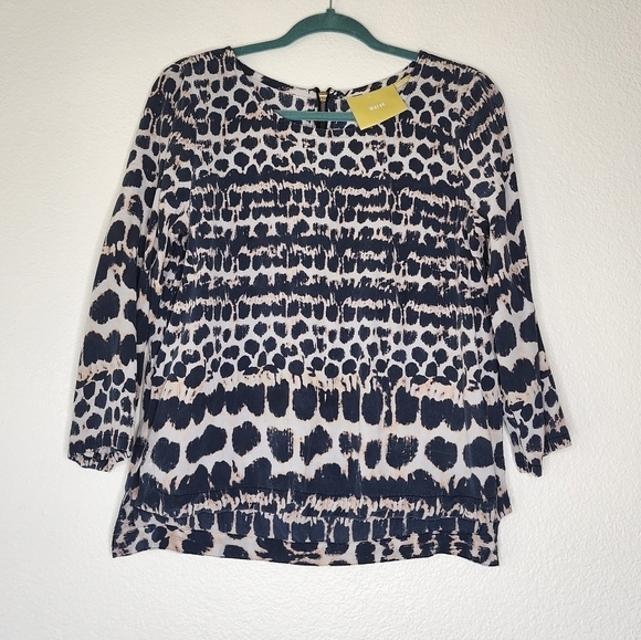 Anthropologie Maeve Cheetah Linosa Silk Blouse M - Picture 3 of 6